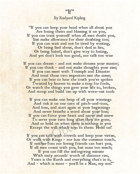 If Rudyard Kipling Poem Graduation Grad Gift Literary Wall Art Quote