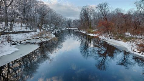 Mill River. New England Winter Scene by Enzo Figueres