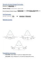 Pre Post Exam Formula Sheet Docx Percent Of And Change Formulas