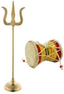 Adhvik Combo Of Trishul 2 No Statue With Round Stand With Square