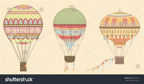 Vintage Hot Air Balloons Sky Vector Stock Vector Royalty Free