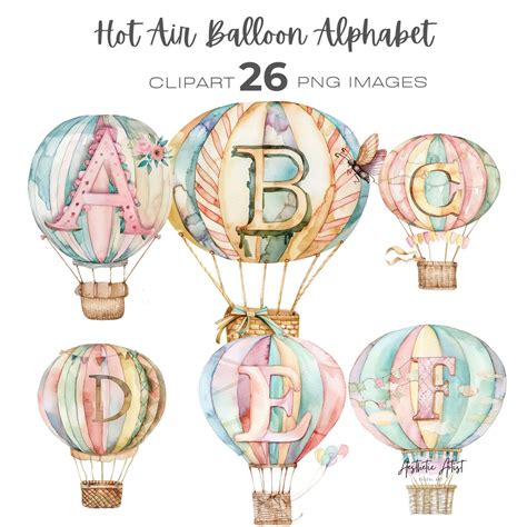 Hot Air Balloon Clipart Pastel Baby Shower Nursery Art Clipart Etsy
