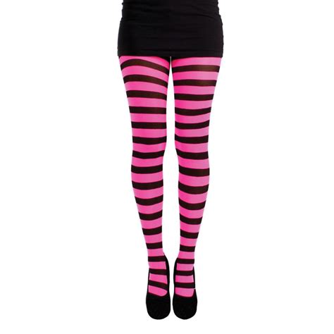 50 Denier Opaque Stripy Tights Black And Pink Ss Bbst Blackpink