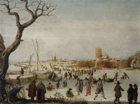 Winter Landscape With Skaters On A River Art Uk