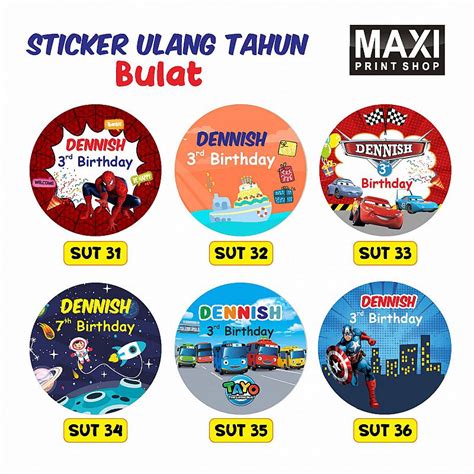 Event Ulang Tahun Label Stiker Ulang Tahun Sticker Ulang Tahun