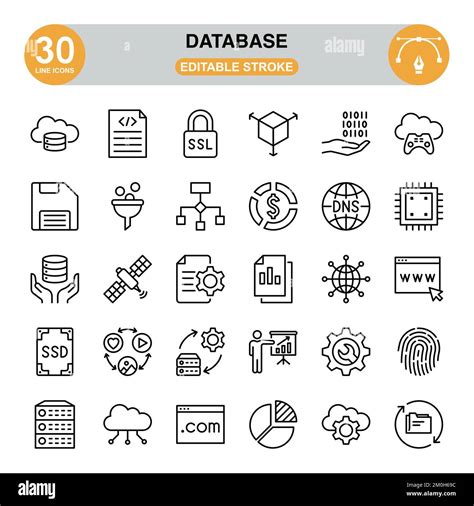 Database Icon Set Editable Stroke Pixel Perfect Icon Set Contains Such Icons As Data Big