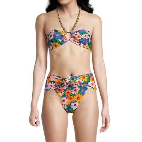 Weworewhat Swim Weworewhat Painterly Floral Halterneck Chain Bikini