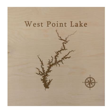 West Point Lake Map 12x12 Birch Wood Wall Art Office Decor T