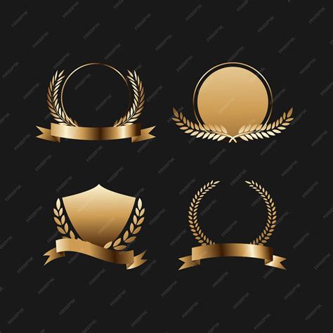 Premium Vector Vector Illustration Of Golden Ribbon And Badges Collection