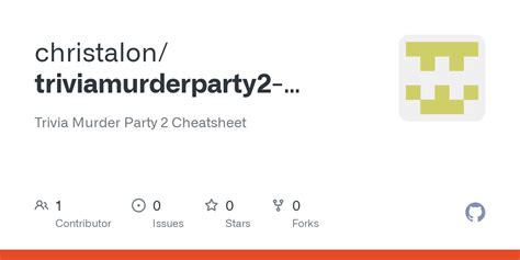 Github Christalontriviamurderparty2 Cheatsheet Trivia Murder Party