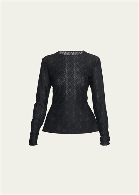 MARINE SERRE Moonogram Mesh Jacquard Top Black Pattern Editorialist