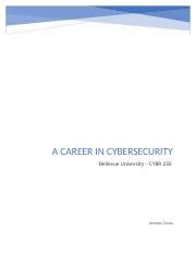 Cross A1 Docx A CAREER IN CYBERSECURITY Bellevue University CYBR