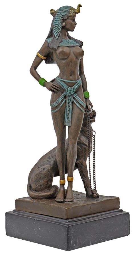 Bronzeskulptur Kleopatra Cleopatra Panther Antik-Stil Bronze Figur ...