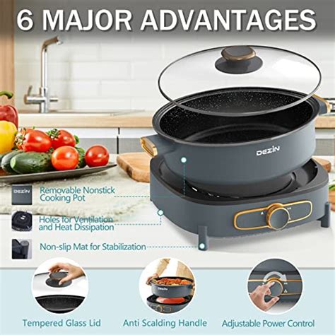 Dezin Electric Shabu Shabu Pot With Removable Pot L Non Stick Hot Pot Electric With Multi