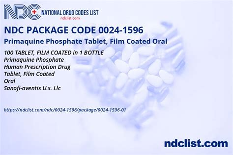 NDC Package 0024 1596 01 Primaquine Phosphate Tablet Film Coated Oral