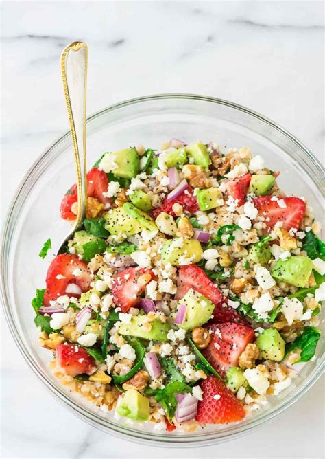 Summer Farro Salad With Strawberries Healthy Easy