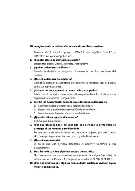 Cuestionario De Democracia PDF