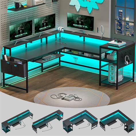 Sedeta L Shaped Gaming Desk Reversible Computer Desk Gaming Desk With