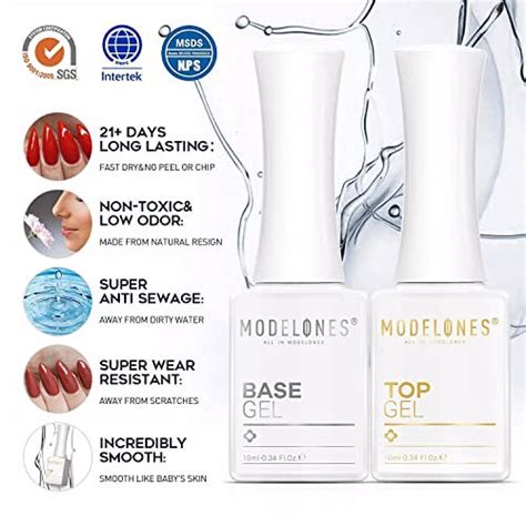 Modelones Gel Top Coat Pcs Ml No Wipe Gel Base And Top Coat Set For