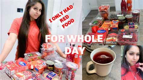 I Only Ate Red Food For Hours Challenge Full Day Of Eating Vlog