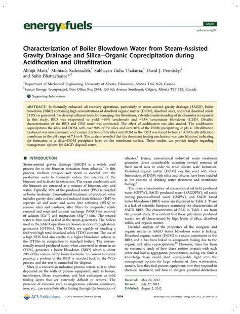 PDF Characterization Of Boiler Blowdown Water From Steam Assisted