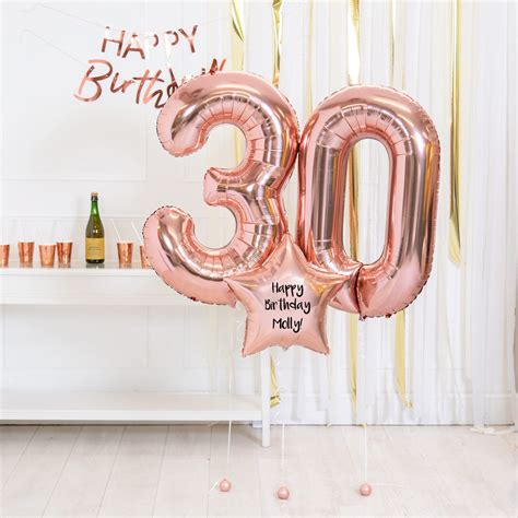 30th Birthday Balloons Personalised Inflated Balloon Bouquet Rose Go Party Pieces