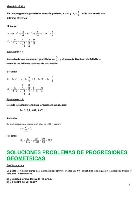 Ejercicios De Progresiones Aritmeticas Y Geometricas Pdf