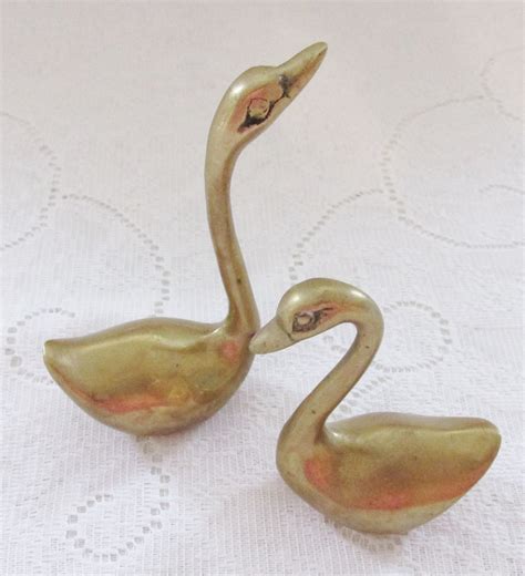 Pair Of Mini Brass Swans Vintage Made In Korea Etsy Etsy Christmas Stocking Holders Vintage