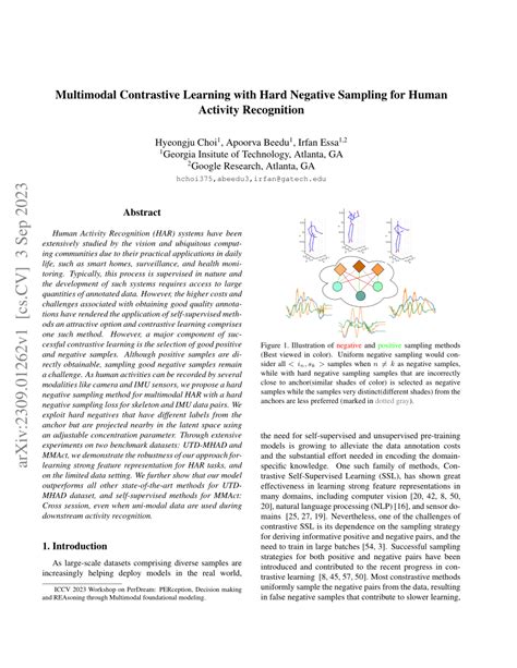 Pdf Multimodal Contrastive Learning With Hard Negative Sampling For Human Activity Recognition