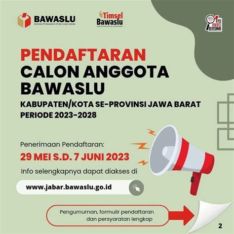 Bawaslu Buka Seleksi Pendaftaran Calon Anggota Kab Kota Se Jawa Barat