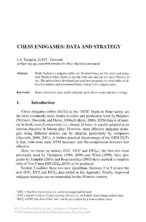 Pdf Chess Endgames Data And Strategy Springer Chess Endgames