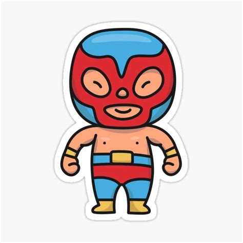 Kawaii Cute Luchador Mexican Wrestler Cartoon Sticker For Sale By