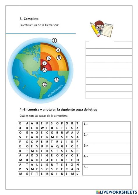 Planeta Tierra Interactive Worksheet For 1ro Live Worksheets