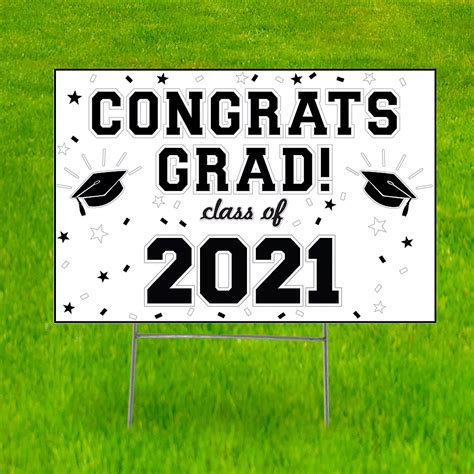 White Graduation Yard Sign 22in X 15in Party City