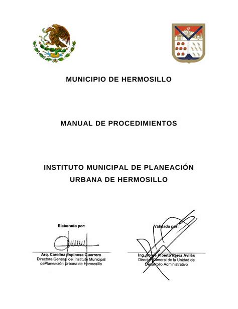 PDF MUNICIPIO DE HERMOSILLO MANUAL DE PROCEDIMIENTOS El Presente