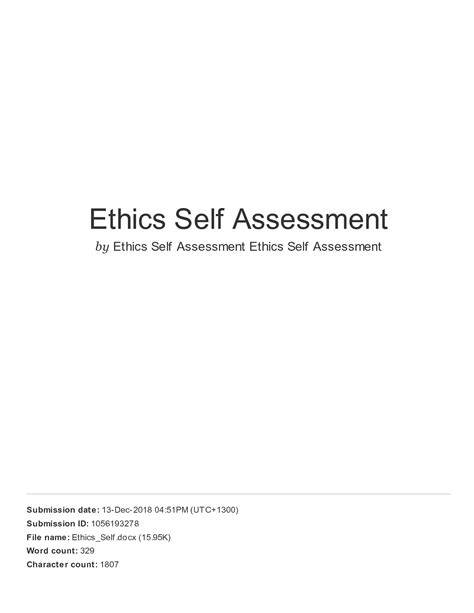 Solution Ethics Self Assessment Studypool