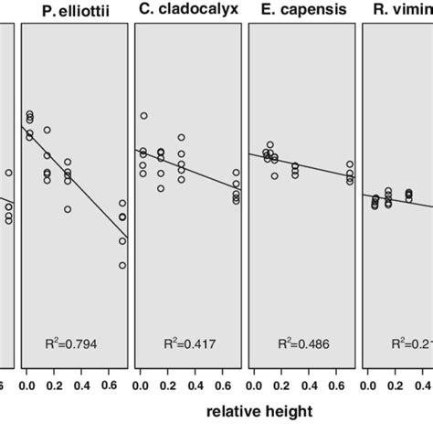 Ln Transformed Bark Thickness Mm As A Function Of Relative Height In