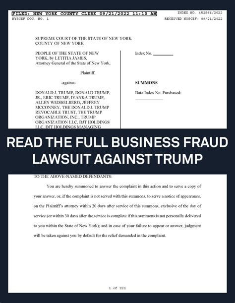 Read The Full Lawsuit Against Trump By New Yorks Attorney General