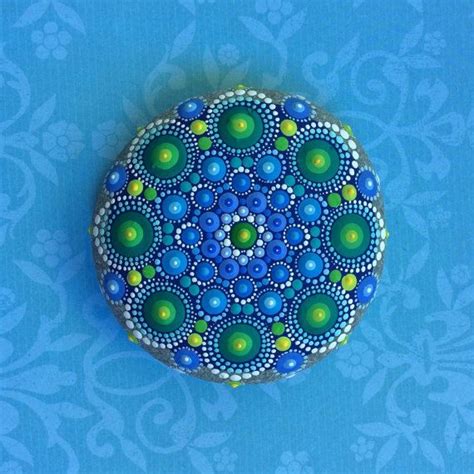 Jewel Drop Mandala Painted Stone Painted By Elspeth Mclean Etsy