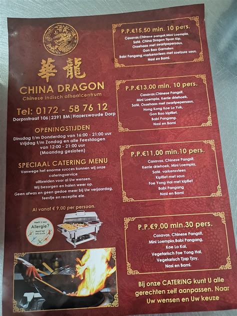 Menu At China Dragon Hazerswoude Dorp