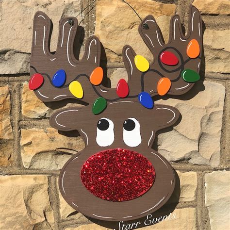 Reindeer Door Decor Etsy