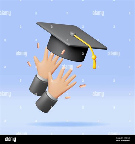 3d Hand Throwing Graduation Hats In Air Stock Vector Image And Art Alamy