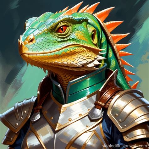 Heroic Female Lizardfolk Paladin In Armor Stable Diffusion Online