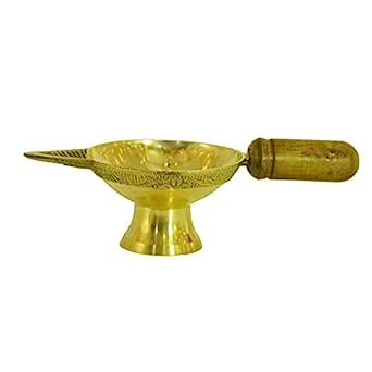 Buy AYOSHRI Brass Kapoor Dani Diya Camphor Burner Holder Aarti