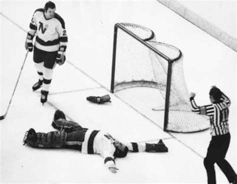 Gump Worsley Knocked Out Cold By A Slapshot After Getting Treated In