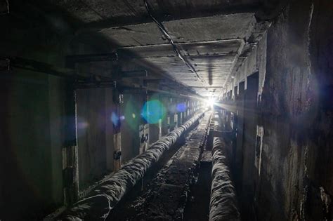 Premium Photo Underground Concrete Utility Tunnel With Pipes And