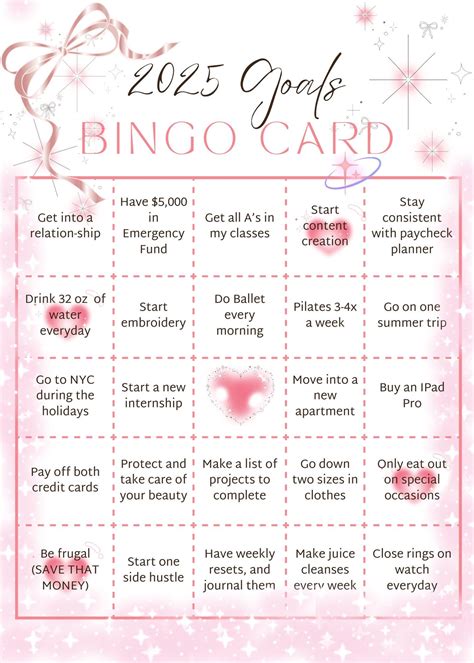 2025 Goals Bingo Card Template Printable - Etsy
