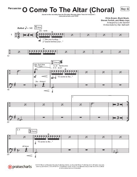 O Come To The Altar Choral Anthem SATB Percussion Sheet Music PDF