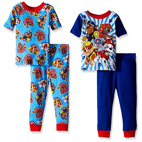 Paw Patrol Little Boys Paws In Action 4 Piece Pajama Set Blue 4t