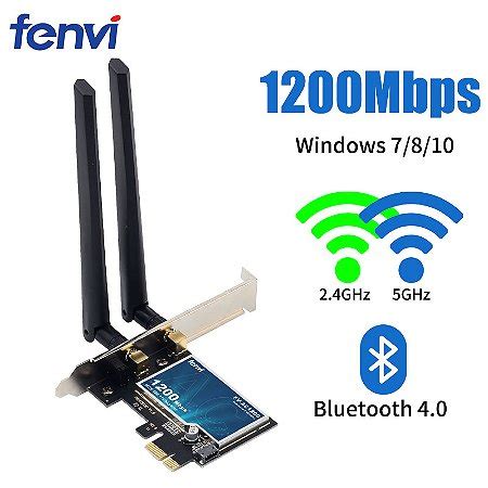 Placa Wifi E Bluetooth Para Pc - Placa wifi 5g com Bluetooth 4.0 Pcie Dual Band duas antenas para PC e ...